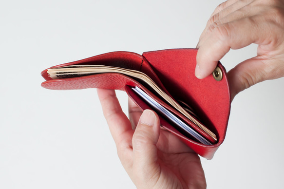 イタリア製牛革のコンパクト財布３ ／ レッド※受注製作 レッド