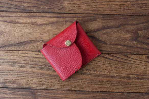イタリア製牛革のコンパクト財布３ ／ レッド※受注製作 レッド