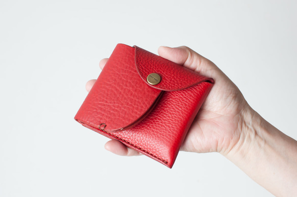 イタリア製牛革のコンパクト財布３ ／ レッド※受注製作 レッド