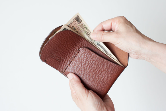 イタリア製牛革のコンパクト財布３ ／ ダークブラウン※受注製作  D1207218711(9295円)