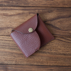 イタリア製牛革のコンパクト財布３ ／ ダークブラウン※受注製作 3枚目の画像