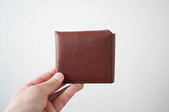 イタリア製牛革のコンパクト財布３ ／ ダークブラウン※受注製作 5枚目の画像
