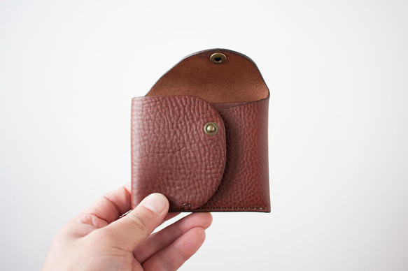 イタリア製牛革のコンパクト財布３ ／ ダークブラウン※受注製作 8枚目の画像