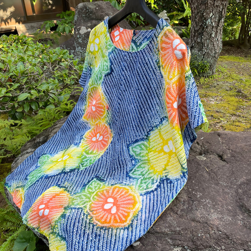有松絞り 浴衣リメイク チュニック 着物リメイク チュニック