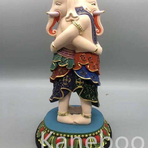 大迫力 木彫仏像 歓喜天双身立像 彫刻 彩繪 本金 切金 天然木檜材 彫刻