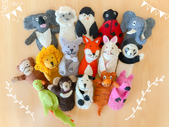 【送料無料】指人形　羊毛フェルト　アニマル　 1枚目の画像