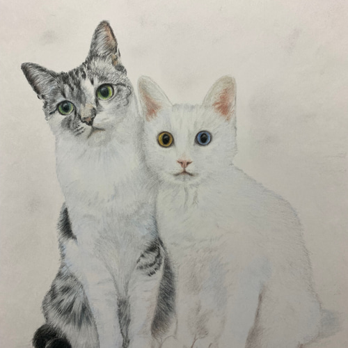 猫7匹 似顔絵オーダー　似顔絵　A3