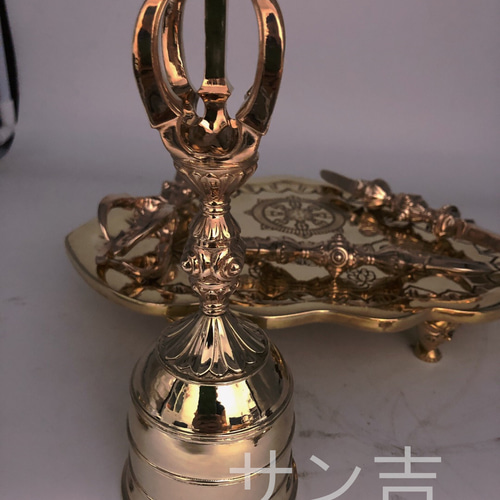 チベット密教法器 空海大師飛行セット 鐘 金剛盤 独鈷杵 三鈷杵 五鈷杵