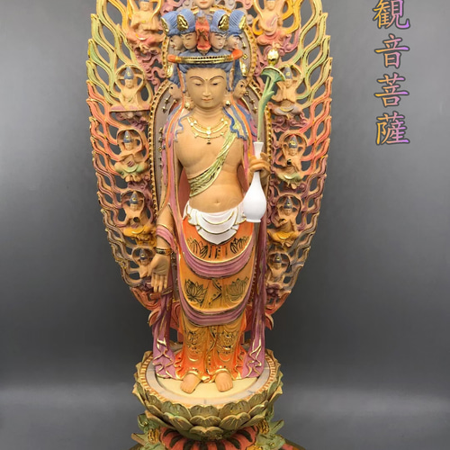 引取1万円引　十一面観音菩薩立像　仏像　木彫 Amazon｜仏像 十一面観音菩薩 立像 木彫り 仏像 観音菩薩像総高