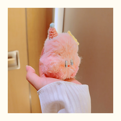 ピンク色の小さな怪獣☆可愛AirPods 1/2/3/pro ケースcase☆綿製手作り編織り 4枚目の画像