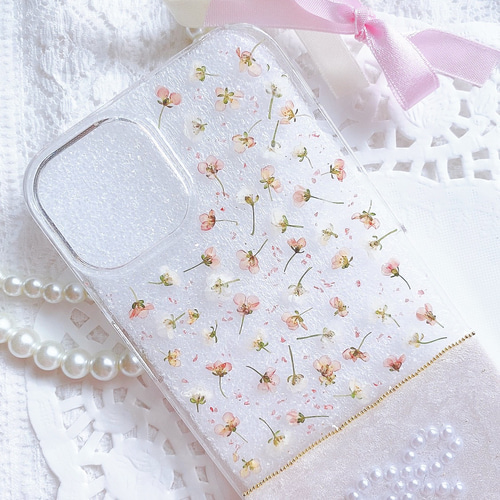 早発送♡送料無料♡全機種♡ミルクピンクのアリッサムスマホケース 