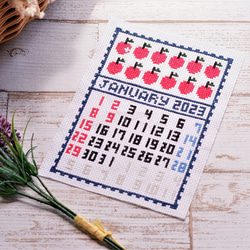2024年1月 北欧デザインのクロスステッチキット　ファブリックカレンダー「2024年1月」刺繍カレンダーインテリアの衣 7枚目の画像
