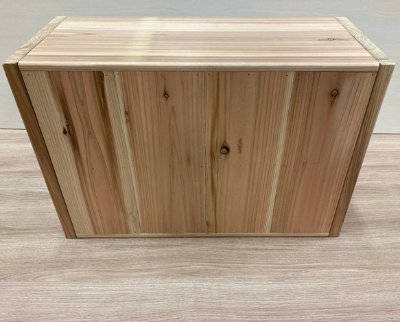 杉無垢材卓上収納棚【引き違い扉仕様】 