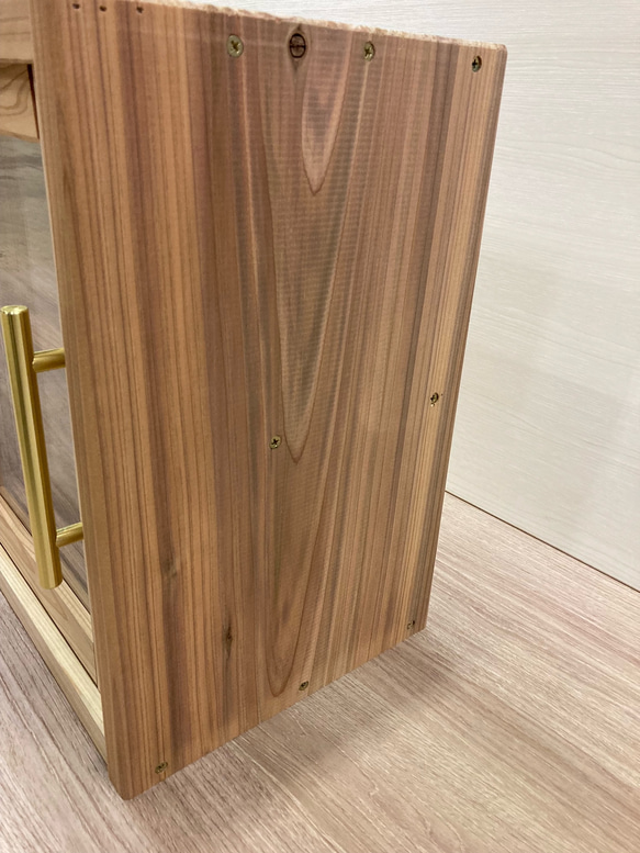 杉無垢材卓上収納棚【引き違い扉仕様】 