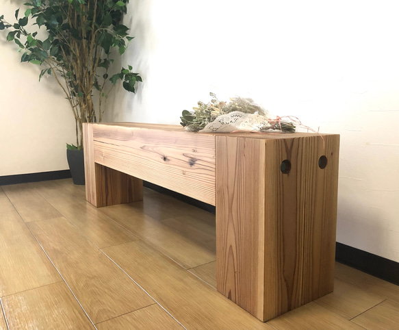 ☆どっしり木製ベンチ☆無垢材☆横幅125×奥行24×高さ40cm 