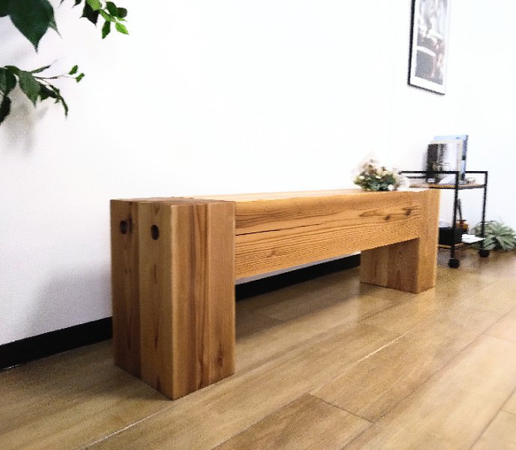 ☆どっしり木製ベンチ☆無垢材☆横幅125×奥行24×高さ40cm 