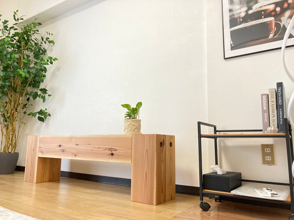 ☆どっしり木製ベンチ☆無垢材☆横幅125×奥行24×高さ40cm 