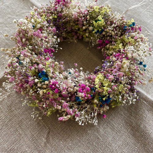 かすみ草の華奢リース プリザーブドフラワー ドライフラワー Sリース