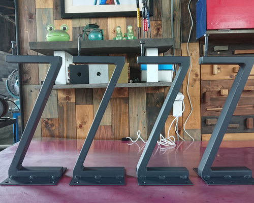 マットグレーでアイアンな極太鉄脚♪ 50×350×450mm K型 2脚ver. b595783f8ea9ee4206845ffd9c5daa