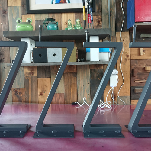 マットグレーでアイアンな極細鉄脚♪ 40×150×350mm Z型 4脚ver 
