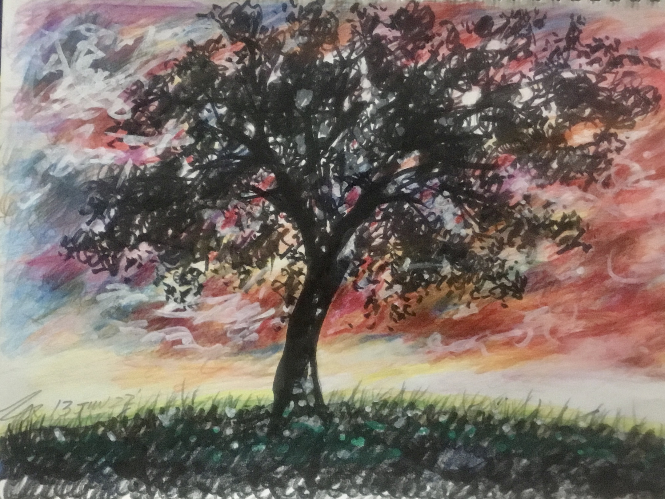 油絵 手作りキャンバスP6号【お花畑】 Ω 絵画