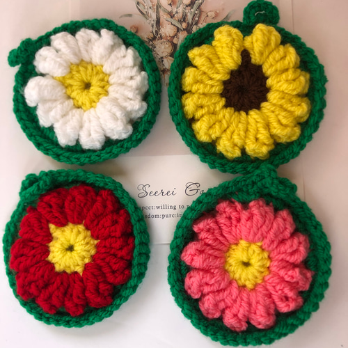 アクリルタワシお花4枚 エコタワシ 雑貨 その他キッチン小物 kazu 通販