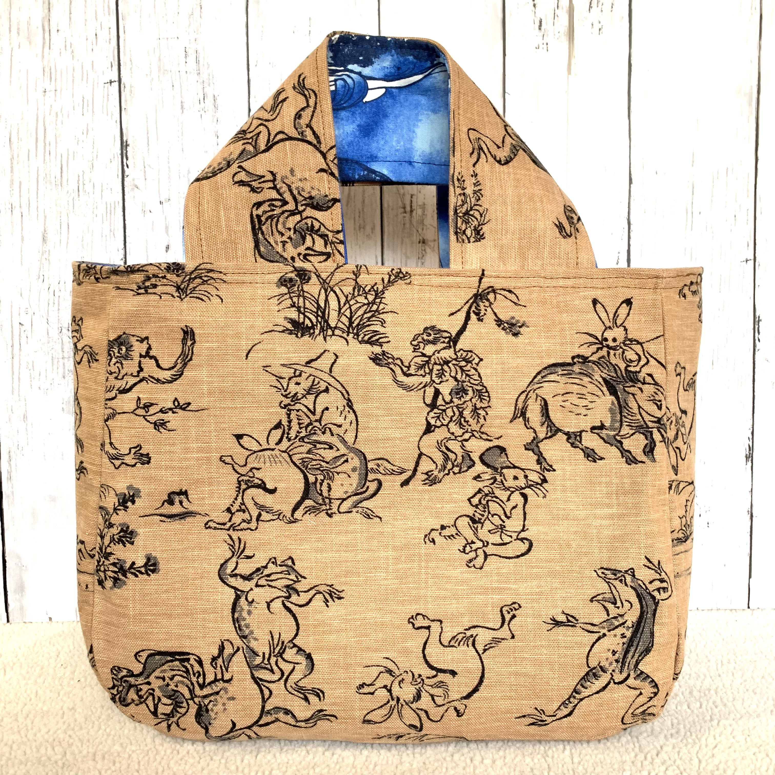 本日限定値下げ！一閑張 鳥獣戯画 ハンドメイド トートバッグ
