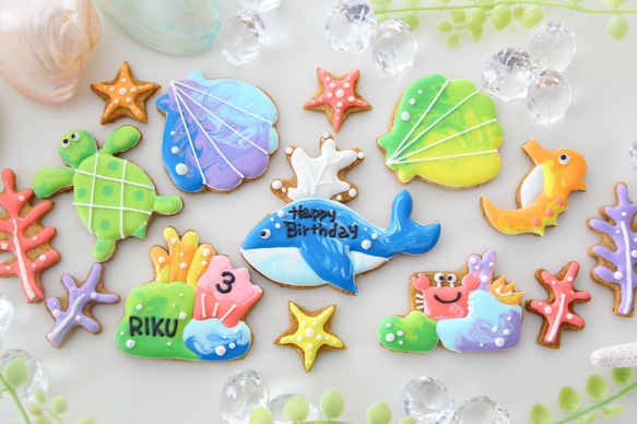 【アイシングクッキー】　海の生き物　誕生日　ケーキ　飾り 3枚目の画像