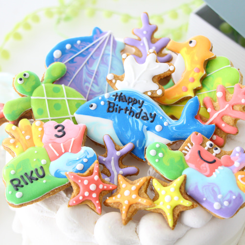 海の生き物 【アイシングクッキー】 マリン 夏 誕生日 カラフル