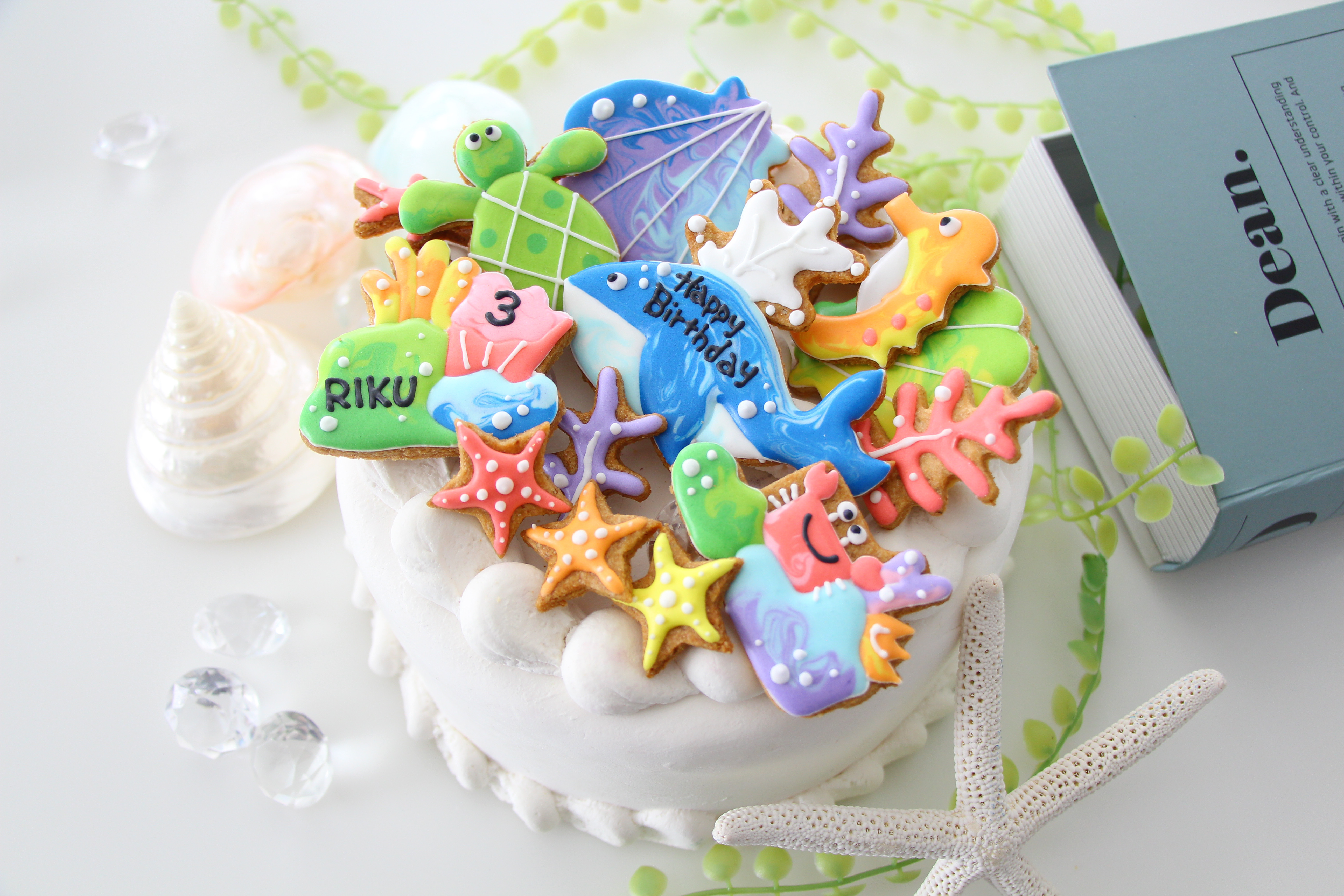 海の生き物　【アイシングクッキー】　マリン　夏　誕生日　カラフル　オーダー　通販　人気　おしゃれ