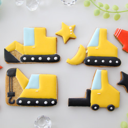 【アイシングクッキー】　工事車両　誕生日　ケーキ　飾り付　クレーン　ショベルカー　車　フォークリフト 5枚目の画像