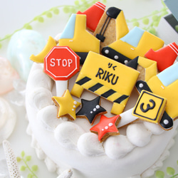 【アイシングクッキー】　工事車両　誕生日　ケーキ　飾り付　クレーン　ショベルカー　車　フォークリフト 3枚目の画像