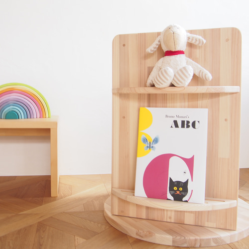 ヒラオカキミ茸　絵本棚Komako ①② 大人になっても使える【回転本棚＆ターンテーブル】 本棚・絵