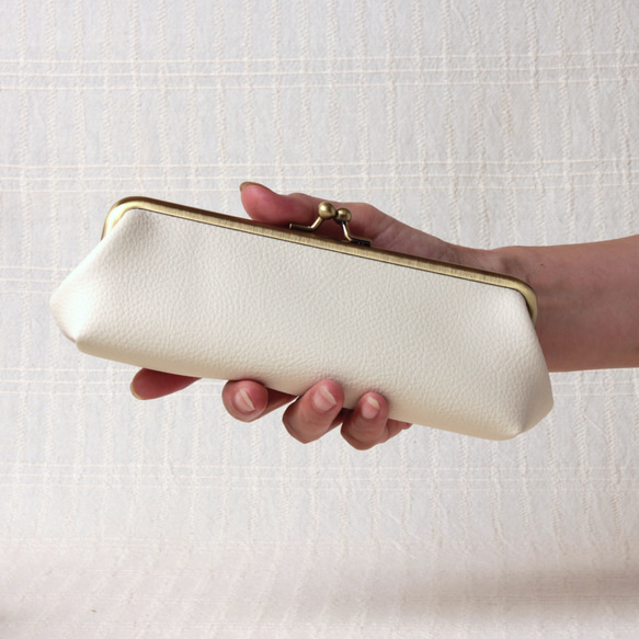 がま口ペンケース 【ミルキーホワイト】 PVCレザー ペンケース June