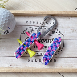 パラコード✶ゴルフティーホルダー✶ミニタイプ✶ピンクパープルカモ