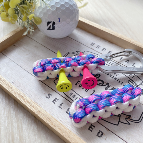 パラコード✶ゴルフティーホルダー✶ミニタイプ✶ピンクパープルカモ