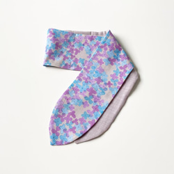 紫陽花デザイン♡ターバンにもなる春夏のスカーフ♡保冷剤ポケット付きで涼しく使える♡アジサイ柄のネッククーラー　ヘアバンド 6枚目の画像