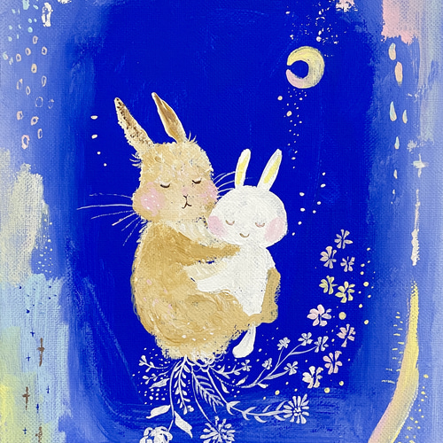 うさぎの添い寝】絵画 原画 絵画 まみ郎_rohan.art 通販 14246231