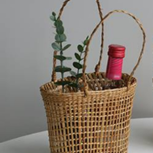 手作り竹編みかご藤編み竹かご編みバスケット筒収納 その他素材