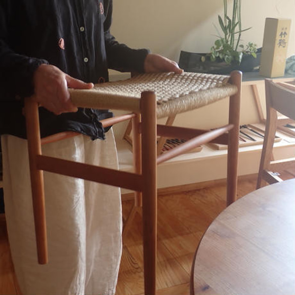 NOCOスツール　丸　ベージュ 耐久性 鹿の子編み