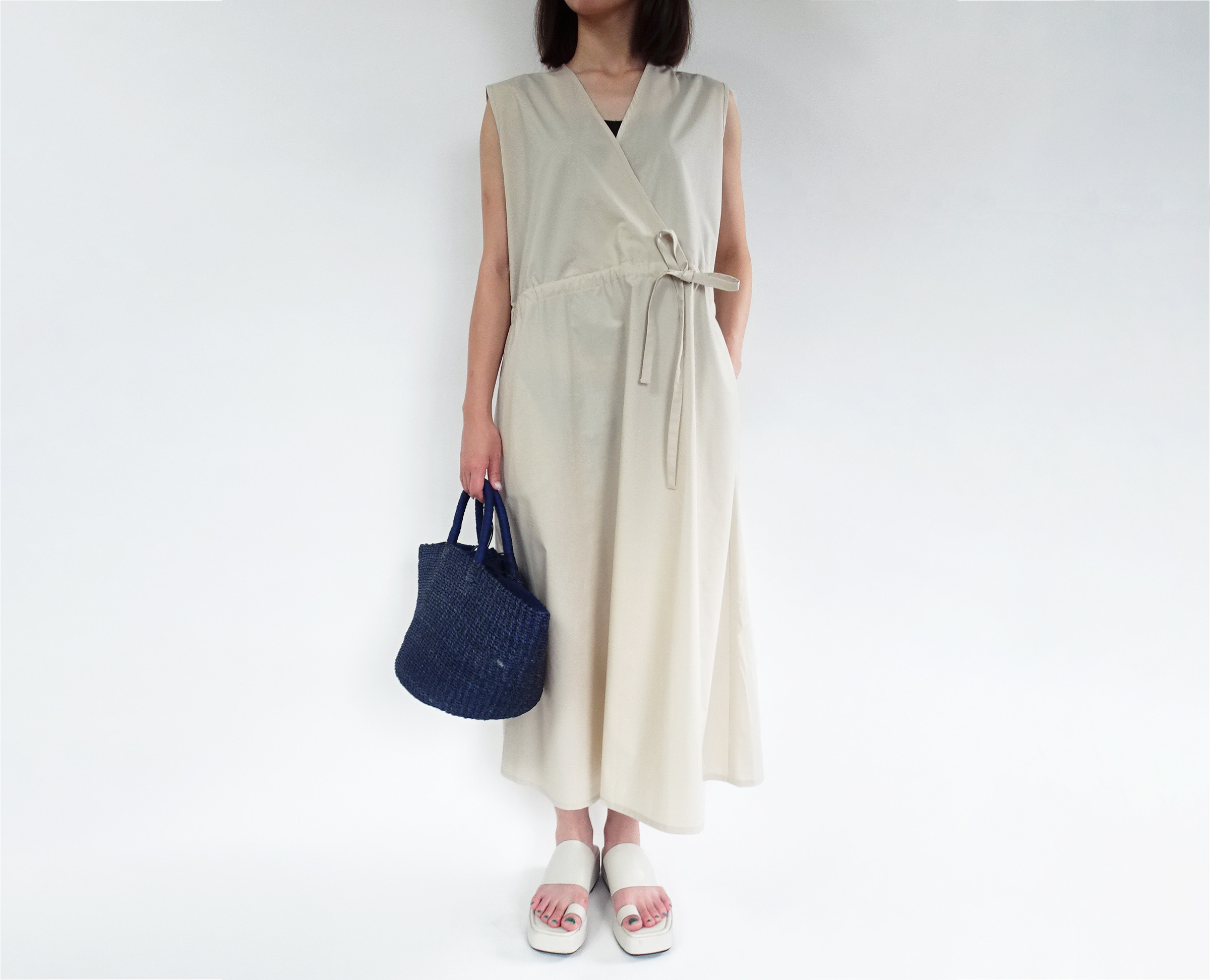 カシュクール風ロングワンピース＜ベージュ＞