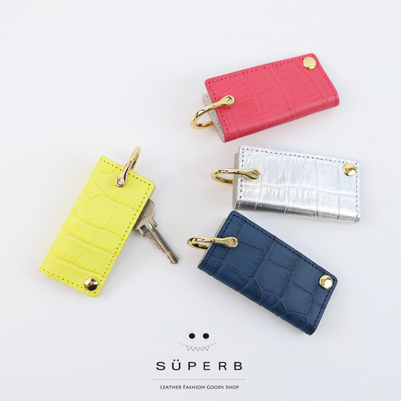 CELINE セリーヌ キーケース クロコダイル 型押し 清らか カーフ CELINE セリーヌ キーケース クロコダイル 型押し 清らか カーフ