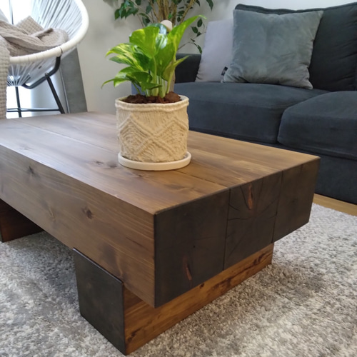 横幅80×奥行39cmどっしり木製センターテーブル ローテーブル・リビング