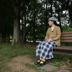 reversible linen beret houndstooth & indigo 第4張的照片