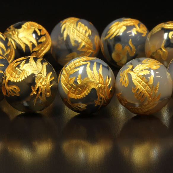 【龍の紋章が縁起物】16ミリ 風水神 皇帝龍 ドラゴンアゲート 龍紋石 ブレスレット 辰年 お守り効果 東方の守護神 皇帝龍 ドラゴンアゲート