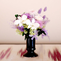 【仏花】再販2＊白デンファレと紫系マムの競演仏花【供花】 3枚目の画像
