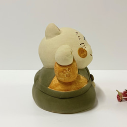 招き福助さん　Ｏ-280　陶製/Lucky cat/招財貓/Glückliche K/भाग्यशाली बिल्ली 4枚目の画像