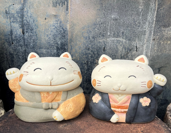 招きお多福さん　Ｏ-281　陶製/Lucky cat/招財貓/Glückliche K/भाग्यशाली बिल्ली 9枚目の画像