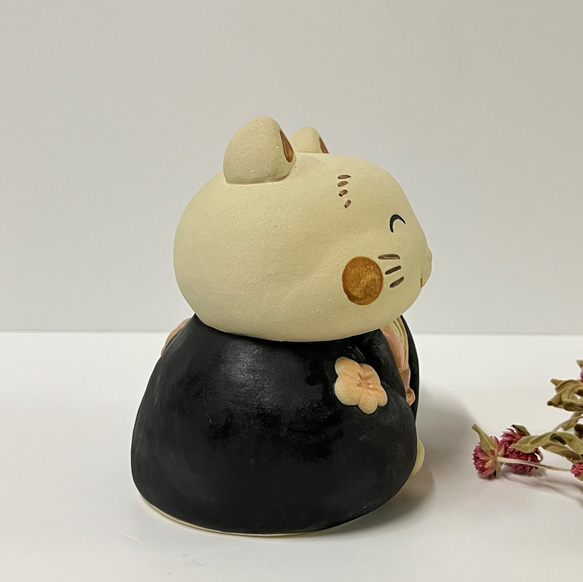 招きお多福さん　Ｏ-281　陶製/Lucky cat/招財貓/Glückliche K/भाग्यशाली बिल्ली 4枚目の画像