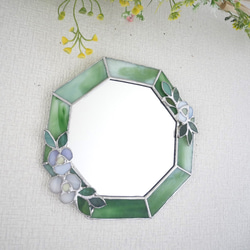 *✴︎:.。マーブルグリーンの八角形の鏡♪　（size20㎝/Max22㎝） ✴︎:.。マーブルグリーンの八角形の鏡♪ （size20㎝/Max22